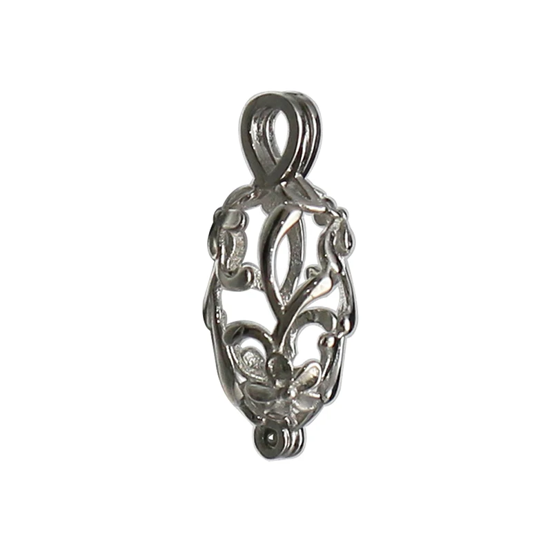 Beadsnice 925 Silver Pearl Cage Silver Lotus Flower Charm Holds a Pearl Bead Gem  Silver Necklace Making For Her ID 35918