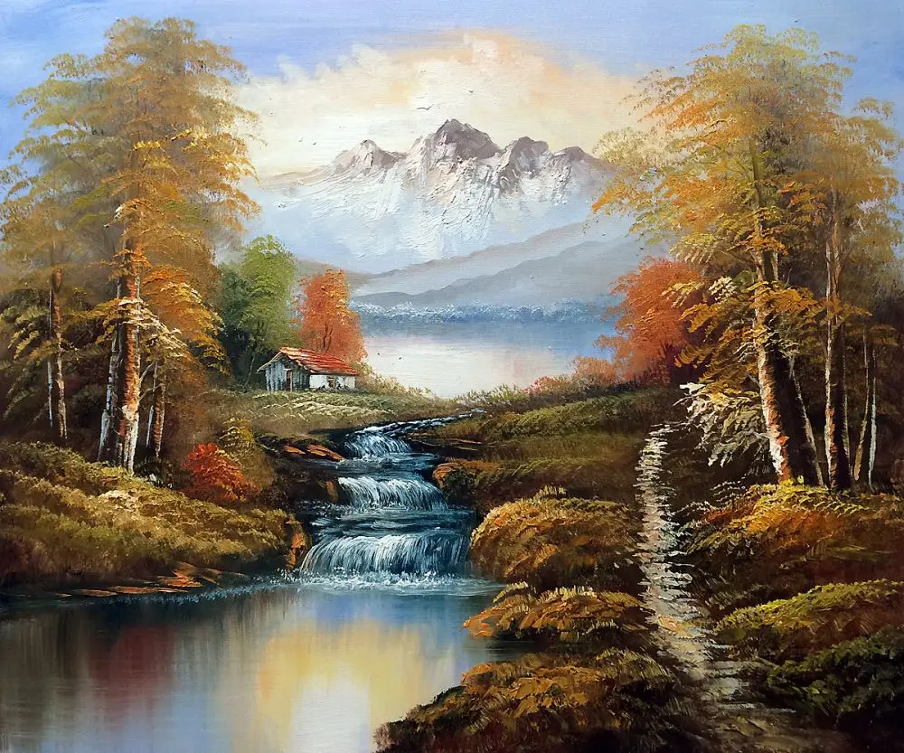 Decorative Art Oil Paint Painting by Hand Landscape Wall Painting on Canvas North View of Mountains Home Decor Art Handpainted