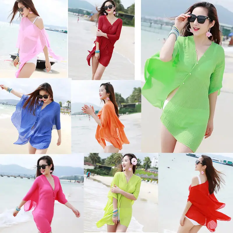 Wanita Chiffon Cover-Up Pantai Bungkus Pantai Baju Renang Cover Up Bikini Syal