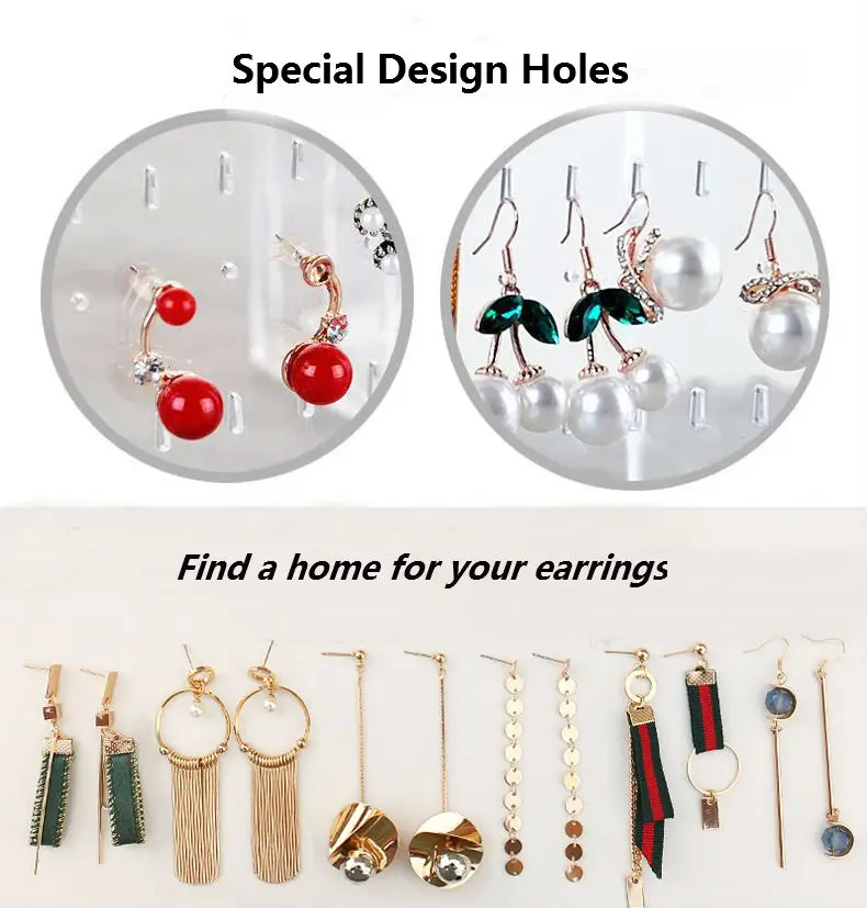 New Fasion PS Material Jewelry Display Holds Up Earrings Holder and Jewellery Organizer Showcase Stand Box Drawer Design Shape