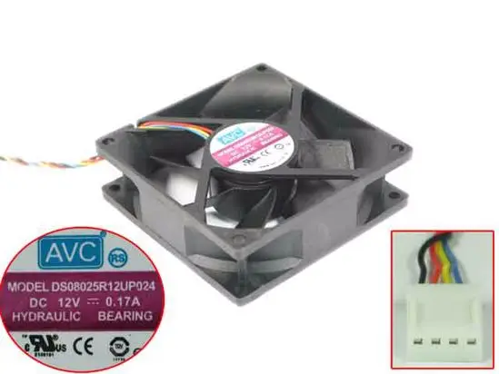 

AVC DS08025R12UP024 DC 12V 0.17A 80x80x25mm 4-Wire Server Cooling Fan