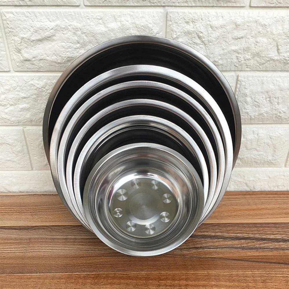 1Pc Stainless Rice Bowl 6 Sizes 14-24cm Stainless Steel Mixing Bowl For Kitchen Boll Restaurant Dinner Soup Bol Inox Korean