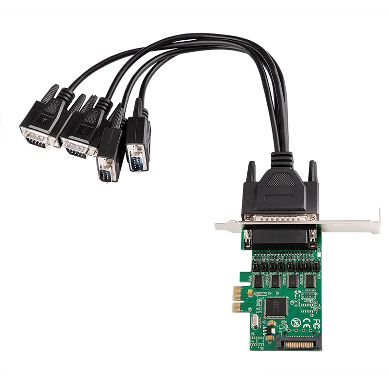 Adapter szeregowy 4 port szeregowy RS 232 DB9 PCI Express Adapter RS232 do PCIe konwerter karty PCI e RS-232 karty rozszerzeń WCH384 Chip