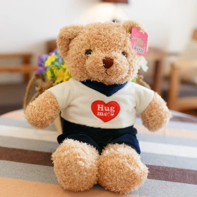 

about 38cm light brown teddy bear plush toy hug me clothes bear doll birthday gift b0640