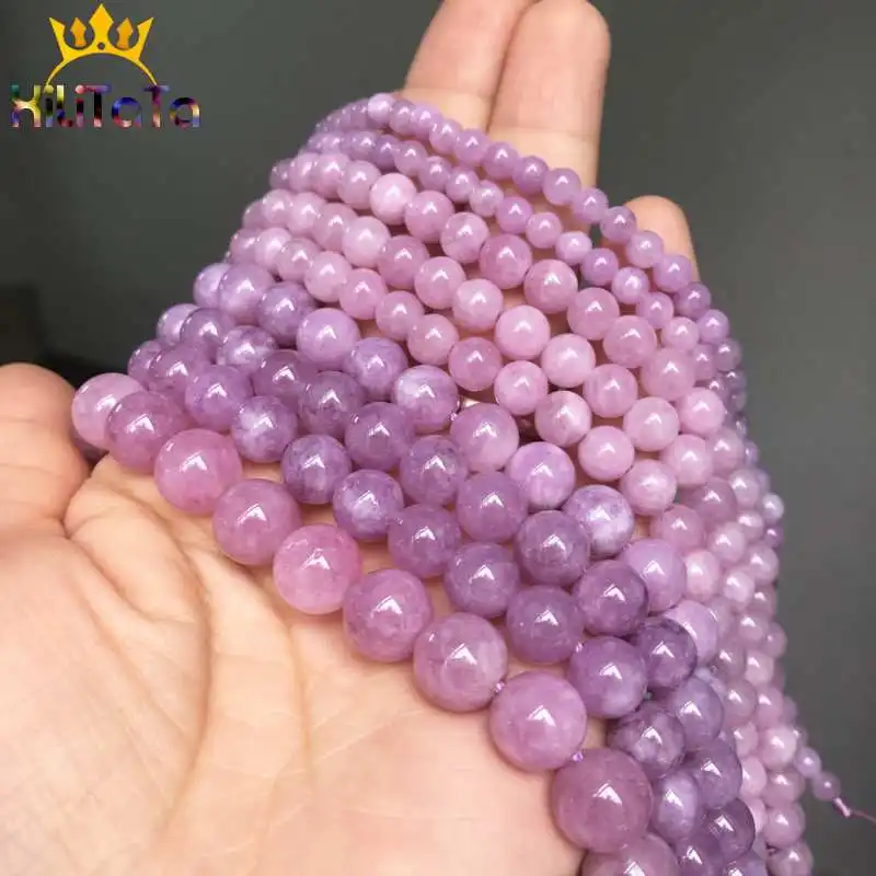 A+ Purple Angelite Stone Natural Beads Round Loose Spacer Beads For Jewelry Making DIY Bracelet Accessories 15\