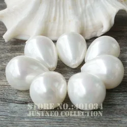 Shell Beads Drop-shaped White Half-drilled Pendant Bead