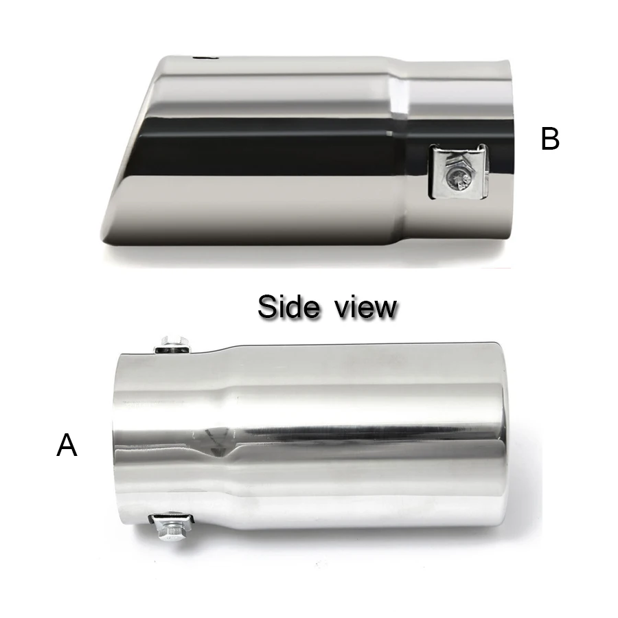 Universal 58mm Car Auto Vehicle Chrome Flat Exhaust Pipe Tip Muffler Steel Stainless Trim Tail Tube view 2