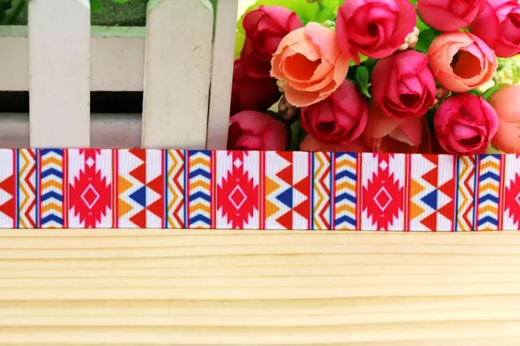 7/8''  aztec printed grosgrain ribbon hair bow headwear party decoration wholesale OEM 22mm H5045