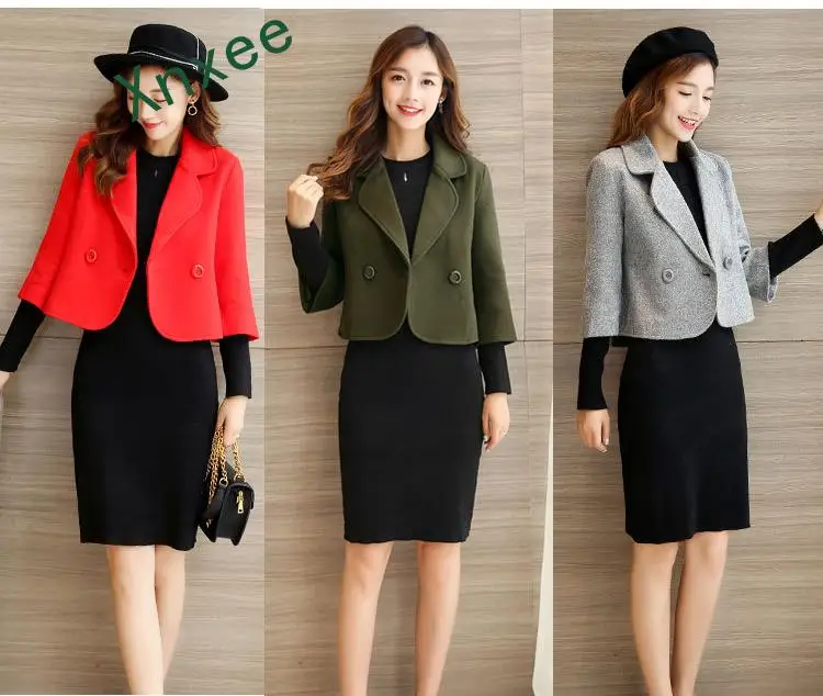 

Xnxee Autumn Women Short Wool Coat 2019 New Fashion Double-Breasted Button Women Coat Lapel Pocket Office Ladies Woolen Jacket