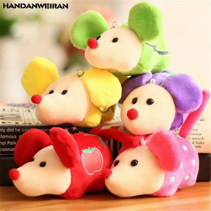 1 Uds. Juguete de peluche de ratón de fruta colgante pequeño Mini ratones pequeños lindos juguetes de peluche regalo de boda de vacaciones 13CM