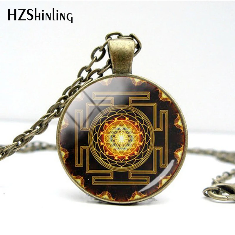 Fashion Chakra Spiritual Buddhist Sri Yantra Pendant Necklace Sacred Geometry Sri Yantra Jewelry Meditation Necklace HZ1