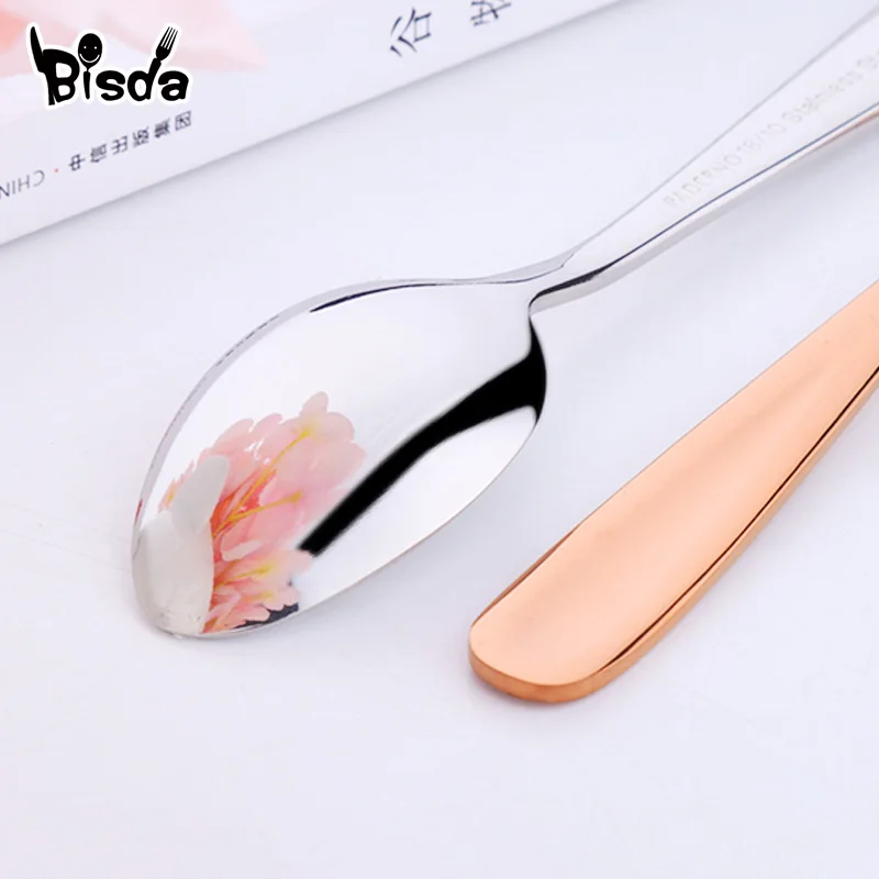 1Pc Tea Spoon Stainless Steel Coffee Spoons Children Mini Spoon Gold Dessert Scoop Rainbow Small Dinnerware Upgarded Party Tool