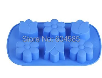 6 Cavity Tulip Shaped Cake Molds, Silicon W18cm x L24cm x H2.5cm