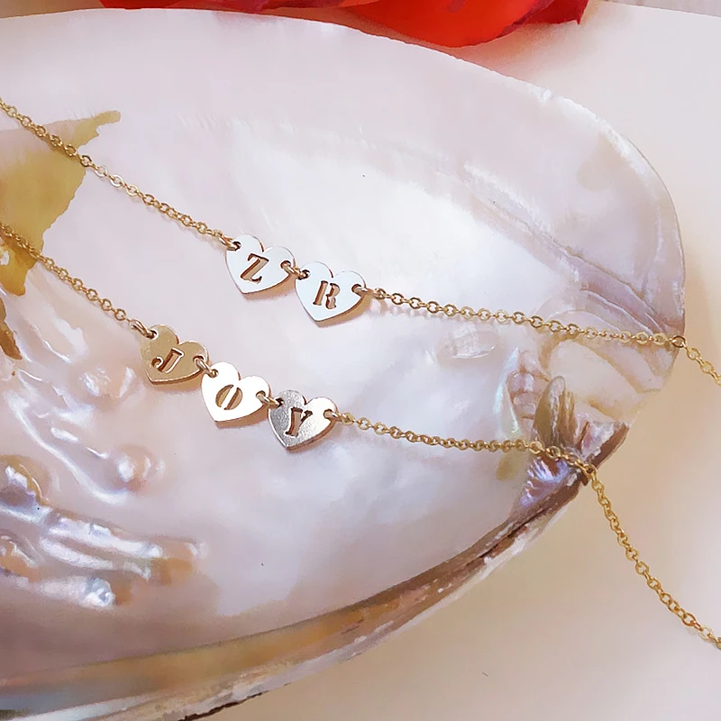 

Gold Filled Statement Name Necklace Handmade Letter Jewelry Choker Gold Love Pendants Collier Femme Kolye Boho Jewelry For Women