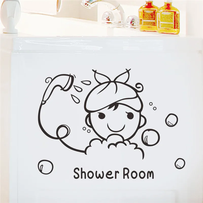 Bathroom Washroom Bubble Shower Home Decor Decal Mural Wall Stickers Door Decor