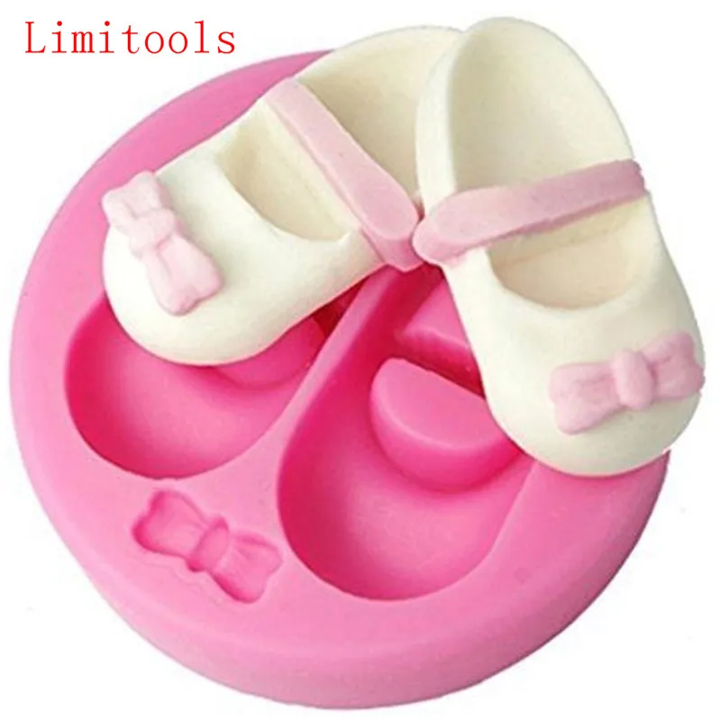 LIMITOOLS 3D Cute Baby Shoes Bow Silicone Cake Molds Gum Paste Chocolate  Clay Candy Mold Fondant Cake Decorating Tools