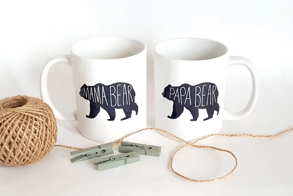 Mama and Papa Bear Mugs, BOTH MUGS, New Mom and Dad Gift, New Parents Gift, Mother's Day Gift, Father's Day Gift,Mom and Dad