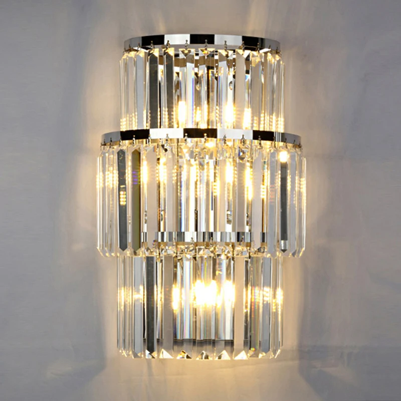 

Modern Sconce Nordic Crystal Wall Lamp Luxury Bedroom Bedside Wall Aisle Candle K9 Crystal Wall Lamp Sconce Chrome Wall Lights