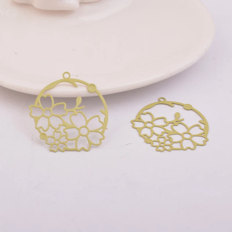 50 Stück AB5442 30*32mm Filigran-Blumenkorb-Anhänger, bemalte Blumenanhänger, DIY-Schmuckzubehör – Detail 7