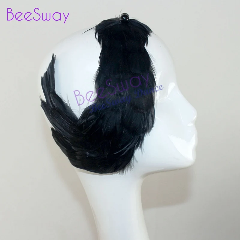 Black Swan Lake Ballet Headpiece Crown White Real Feather Headwear Headdress Hand Made Nutcracker Hair Headband Ballet diadem