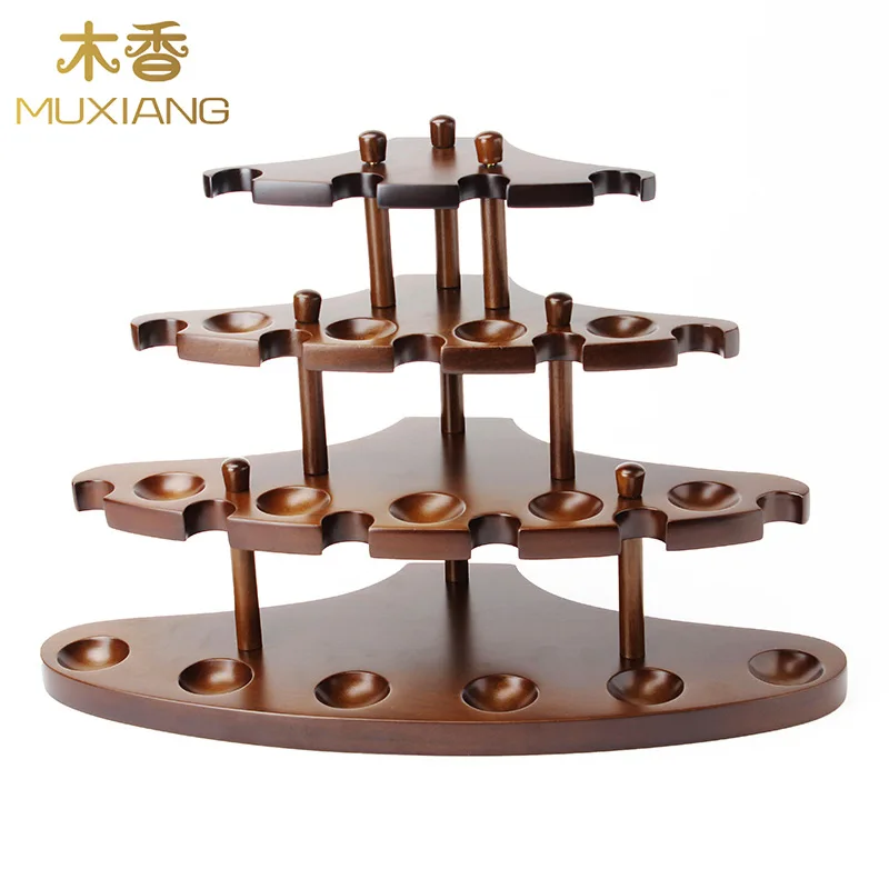 MUXIANG Good Quality walnut wood Pipe Rack  Handmade Dismountable High-class Smoking 15 Pipe Rack Stand for Pipes rack fa0082