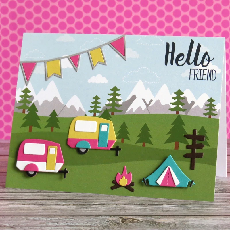 Camping Feuer Icons Set Metall Stanzformen Schablone für DIY Scrapbooking Fotoalbum Prägung Papier Karte Dekorative Handwerk gestanzt