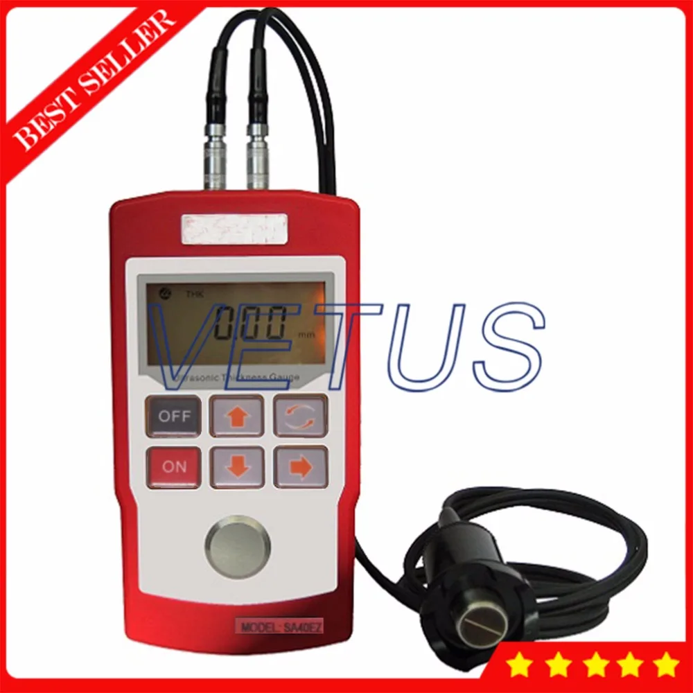 SA40EZ Digital LCD Ultrasonic Thickness Gauge Tester with Metal Width Measuring Equipment 1.00-200.0mm Sound Velocity Measuremen