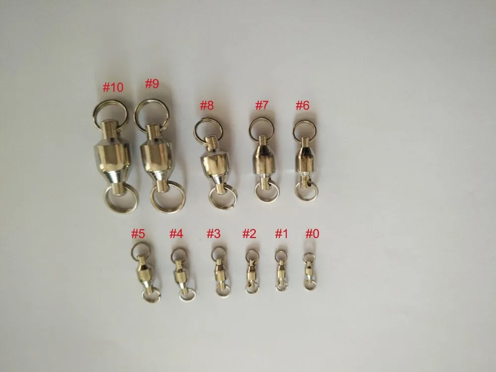 Ball Bearing Swivels Size 0/1/2/3/4/5/6/7/8/9/10 With 2 Heavy Duty Split Rings For Sea Fishing