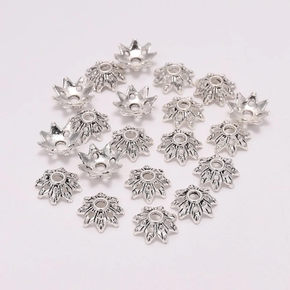 

100pcs/Lot 9mm 8 Petals Tibetan Antique Flower Loose Sparer Apart End Bead Caps For DIY Jewelry Making Earrings Wholesale