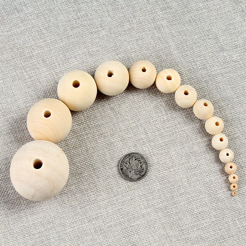 Natural Ball Wood Beads Round Wooden Spacer Beads For DIY Jewelry Craft Material 18/20/25/30/35/40mm Pick Size