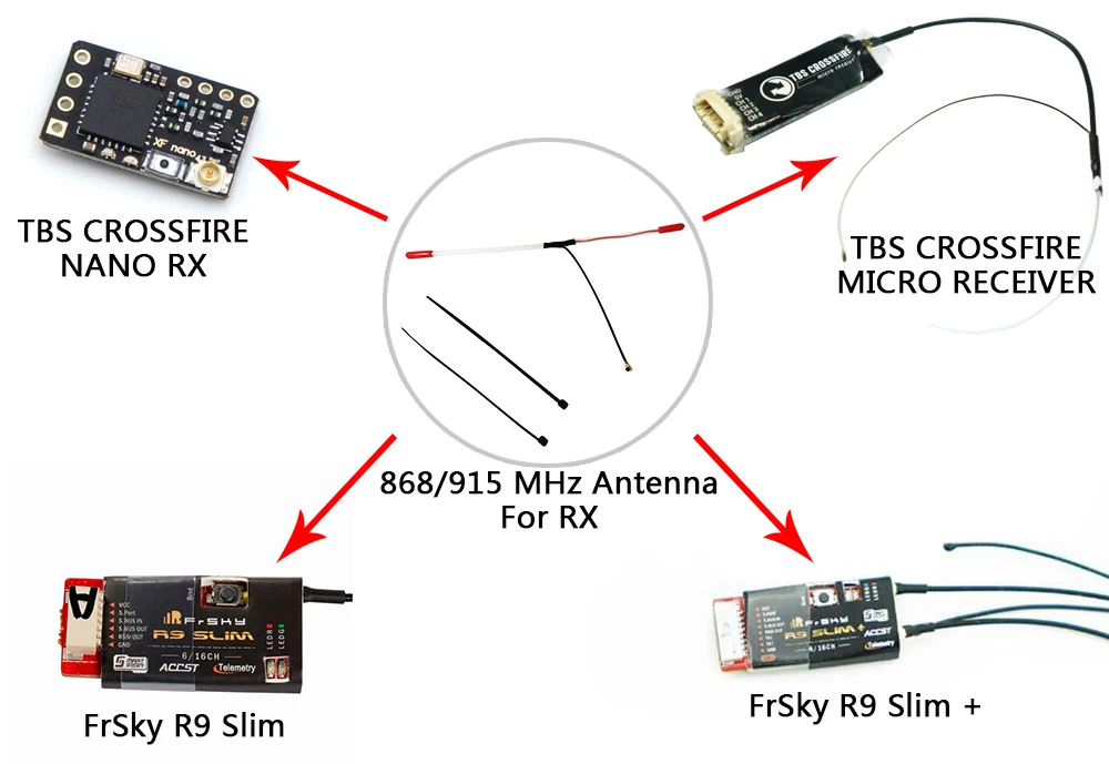 868 915MHz IPEX1 T Type Receiver Antenna Long Range For TBS CROSSFIRE NANO FrSky R9 Slim+ Receiver ipex 1 antenna