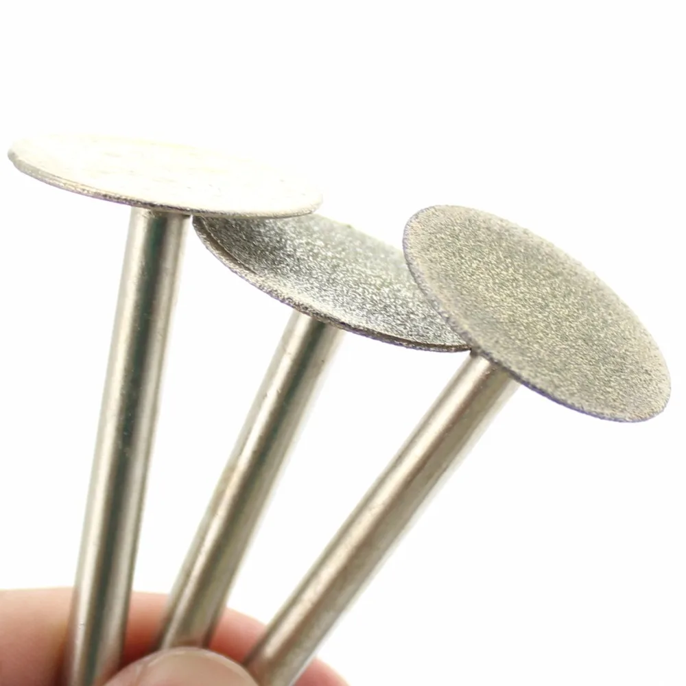 3Pcs 20 25 30 mm Super-Thin T Head Diamond Grinding Needle Bit Mounted Point Carving Tools Shank 6 mm Gemstone Jewelry