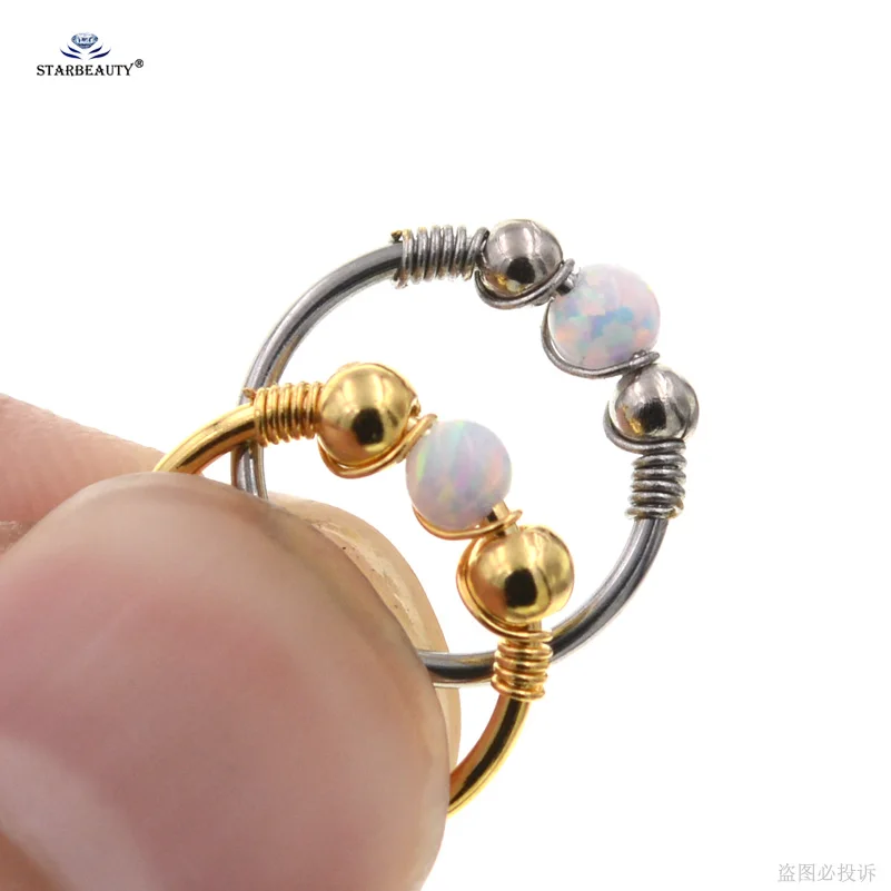 Starose 1pc OPAL Helix Piercing Tragus Piercing Septum Fake Nose Ring Nostril Piercing Daith Pircing Hoop Cartilage Earrings