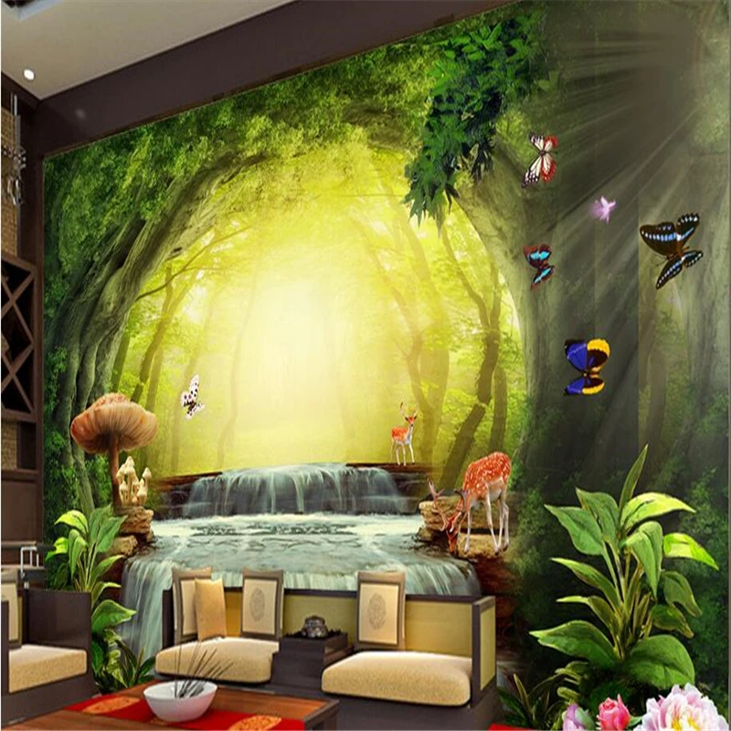 

beibehang Custom photo background mural painting the living room TV wall 3D beautiful dream forest background mural wallpaper