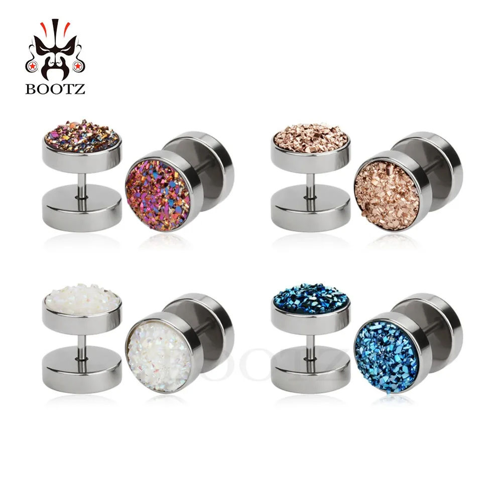 

Wholesale Price Stainless Steel Mix 5 Colors Fake Ear Plugs Piercing Tunnels Earrings Body Jewelry Stretchers 100PCS