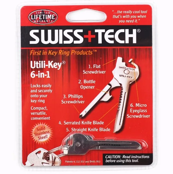 SWISS TECH-Tournevis Multi-Outils en Acier Inoxydable 6 en 1, Kit de Survie pour Camping