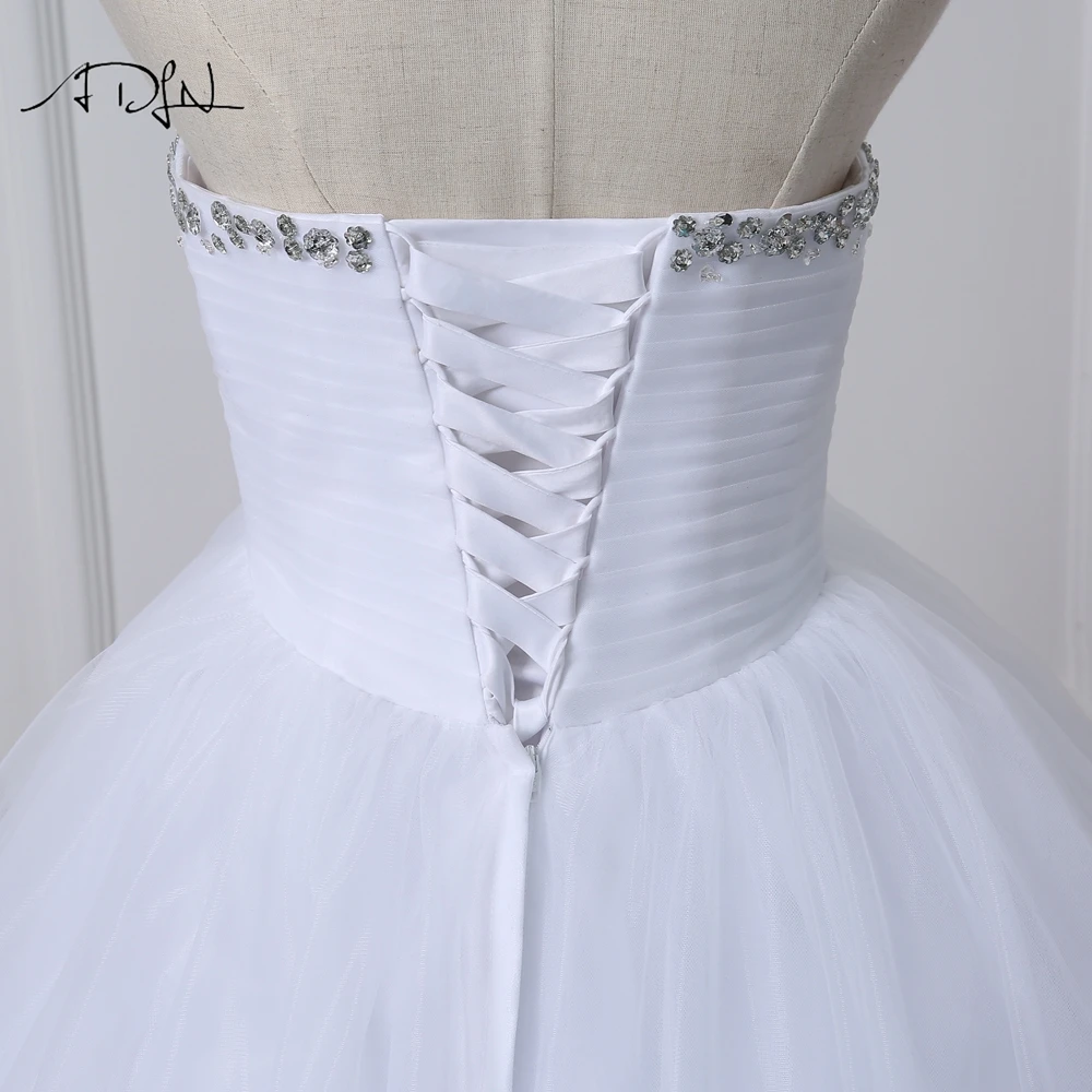 ADLN Corset Rijk Wedding Jurken met Crystal Sweetheart Mouwloze Kralen Elegant Bridal Dress Vestidos de Novia