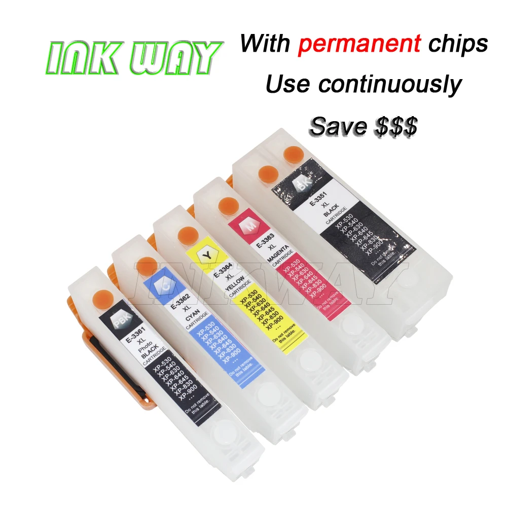 INK WAY 2 SETS  33 T33xl Refill ink cartridge T3351 T3361-T3364 For Epson xp530 xp900 xp830 xp645 xp635 xp630 xp540 with ARC ch