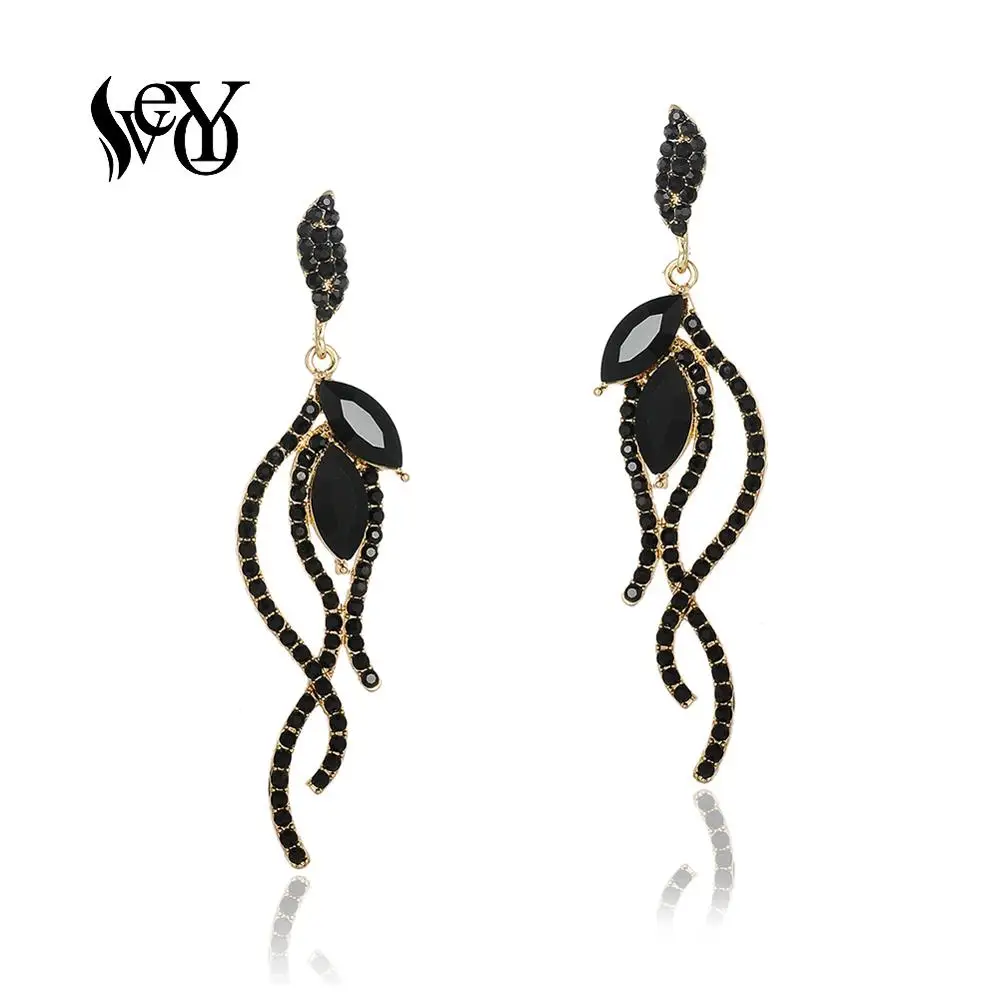 VEYO Crystal Dangle Earrings Trendy Line shape Rhinestone Earings Fashion for Women Jewelry Pendant