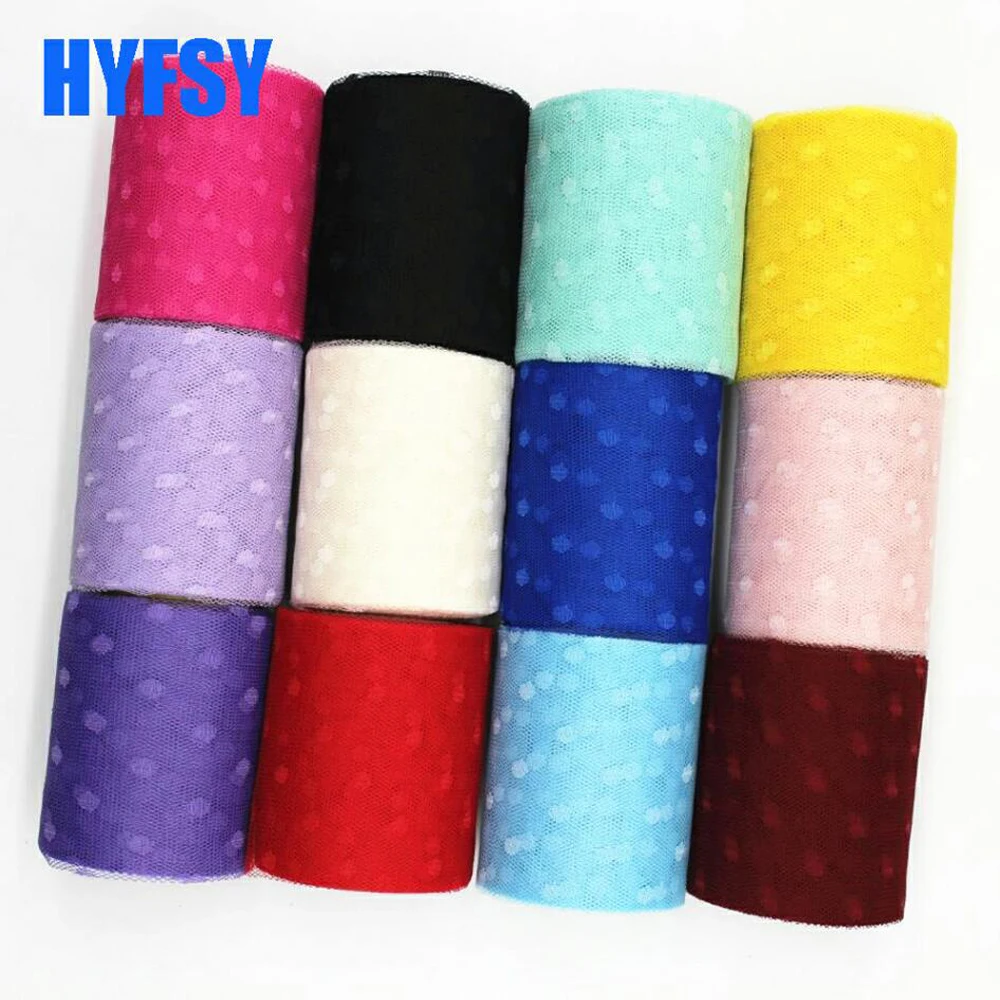 3 \'75mm Dots Tulle Roll Organza Ribbon 10 Yards DIY Handmade Materials Gift Wrap Headdress Bows Doll Skirt Hem Party Supplies