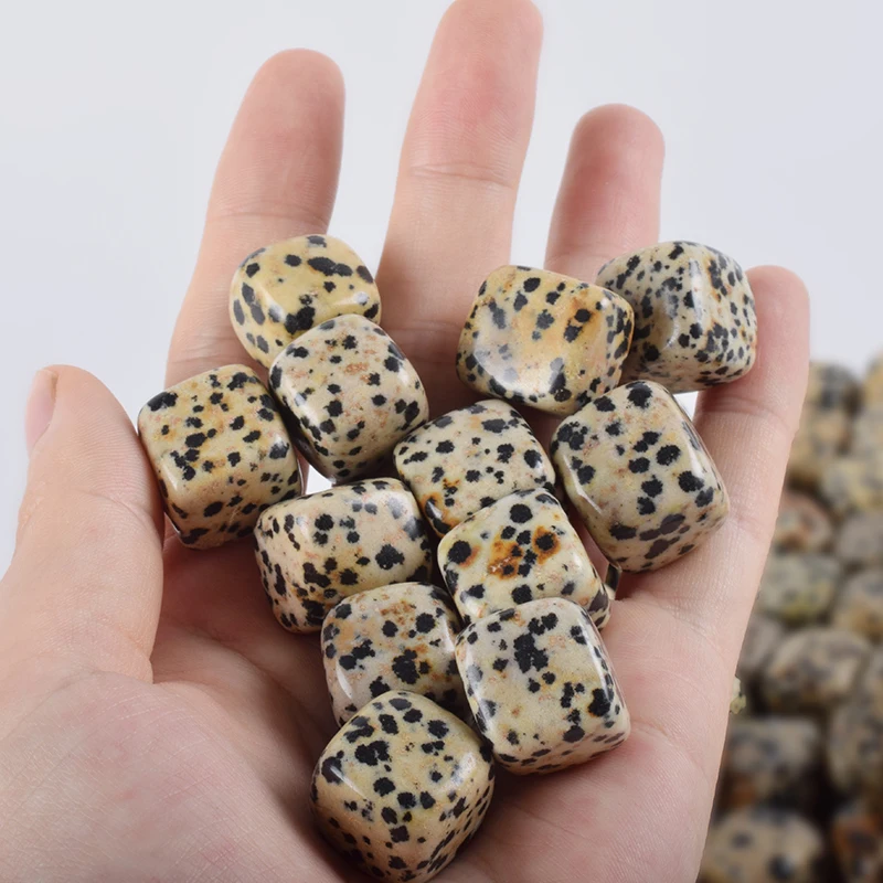 Dalmatian Tumbled Stone Irregular Cube Polishing Natural Quartz Crystal Palm Stone Bead Chip Chakra Healing Collection Decor