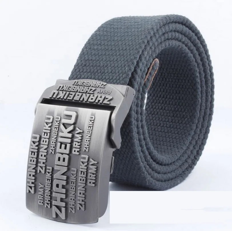 SupSindy luxury men\'s canvas belt LOGO metal buckle military belt Army tactical belts for Men Best quality male strap Army green