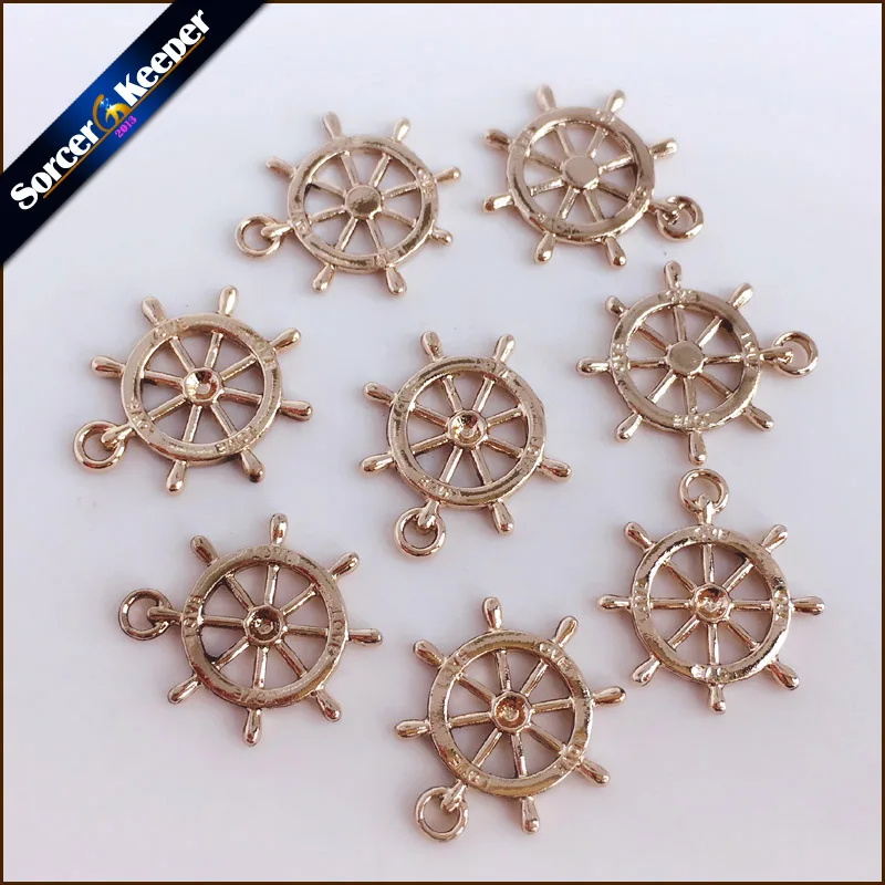 Wholesale Charms Fine Jewelry 50PCs 22*20 mm KC Gold Tone Steering Wheel Charms Pendants Findings For Jewelry Making Charms