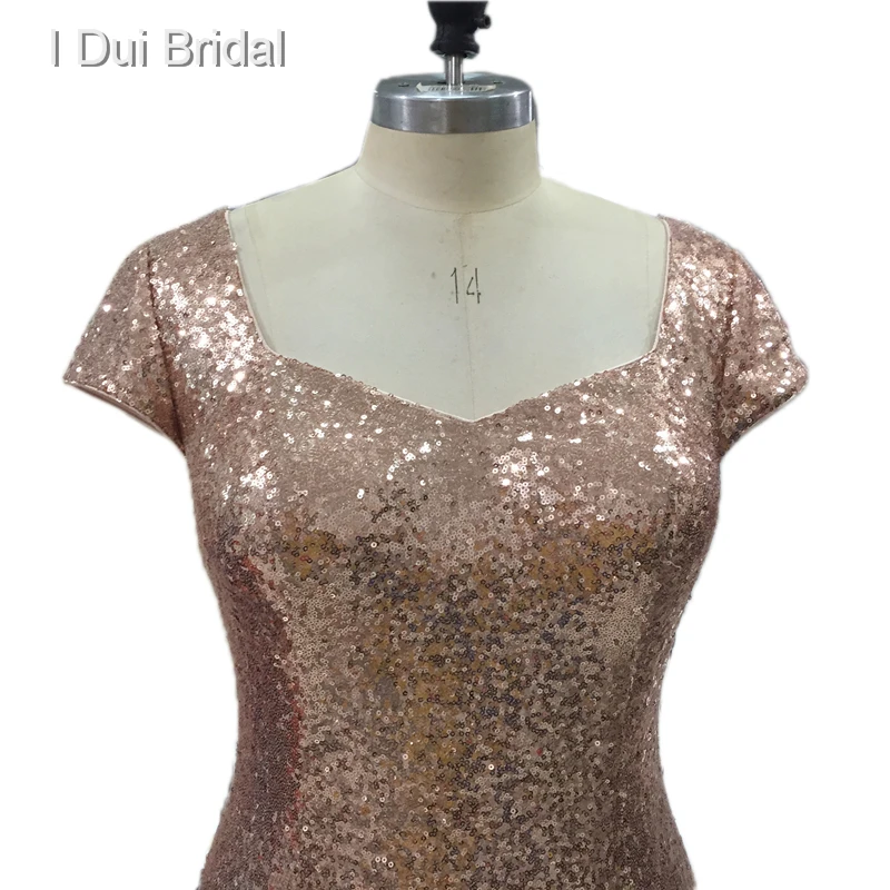 Badgley Plus Size Paillettes Abiti Da Damigella D'onore Guaina Champagne Rose Gold Wedding Damigella D'onore Fabbrica Custom Made