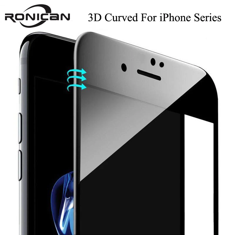 For iPhone X 6 7 Plus Phone Screen Protector Film 9H Glossy 3D Curved Carbon Fiber Soft Edge Tempered Glass For iPhone 8 8 Plus