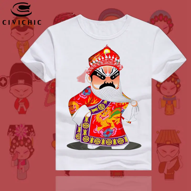 CIVI CHIC Oriental Ethnic Man T Shirt Woman Chinese Peking Opera Print Tops China Retro Drama Facial Makeup Loose Tee 3XL WST137