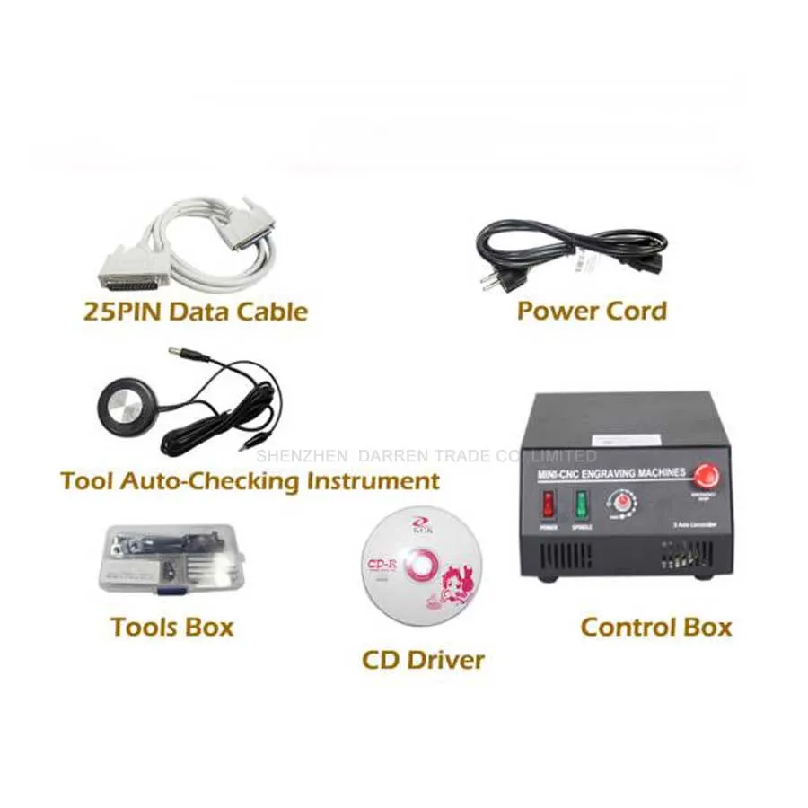 3 Axis 3020Z-DQ CNC Router Engraver Cutting Machine CNC 3020 with Ball Screw + 20x 3.175mm 1/8" Tungsten Carbide Cutter