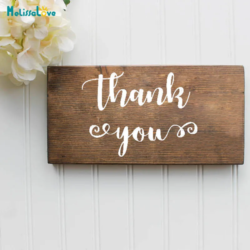 Thank You Wedding Party Decor Sticker Reception Sign Vinyl Sign Waterproof Decal Mural for Board Wallpaper B292