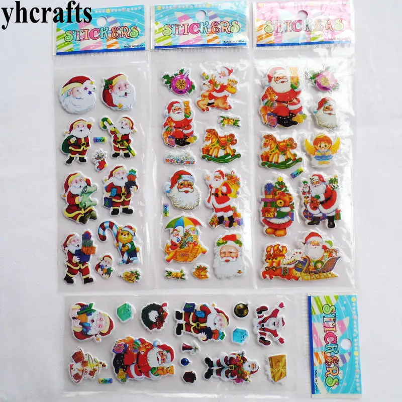 100 sheets(1125PCS stickers) / LOT.PVC sponge removable Christmas stickers Handicrafts Decorative wall fridge stickers Kids toys