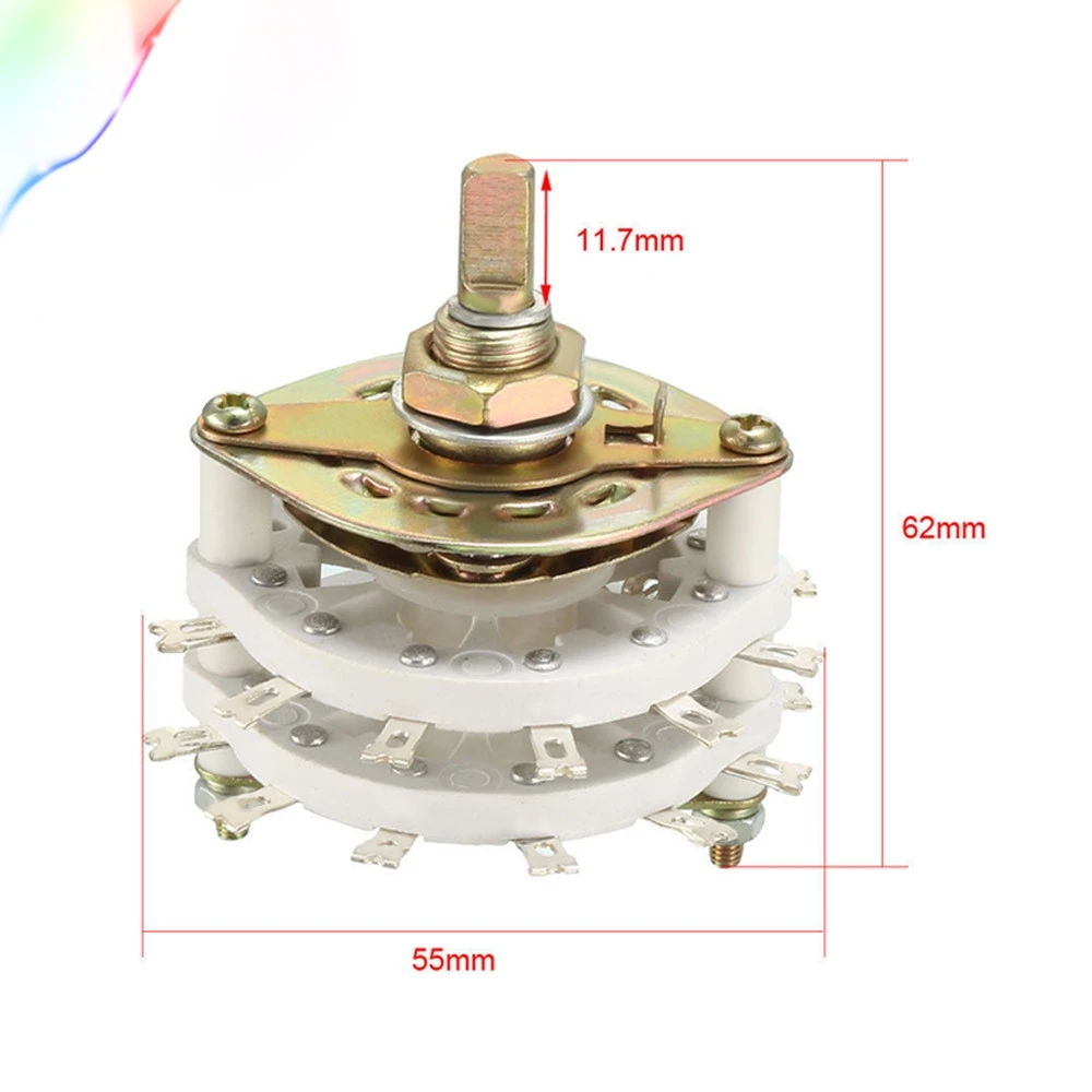 2P7T 2 Pole 7 Position 2 Deck Band Channel Rotary Switch Selector with Knob